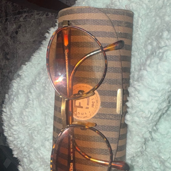 Fendi Brown and Black Striped Clutch